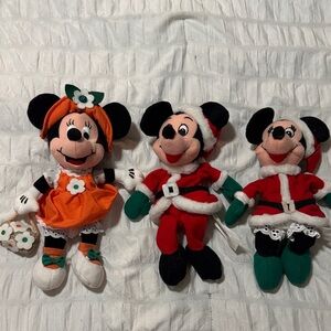 Disney Holiday Minnie and Mickey Plush Trio
